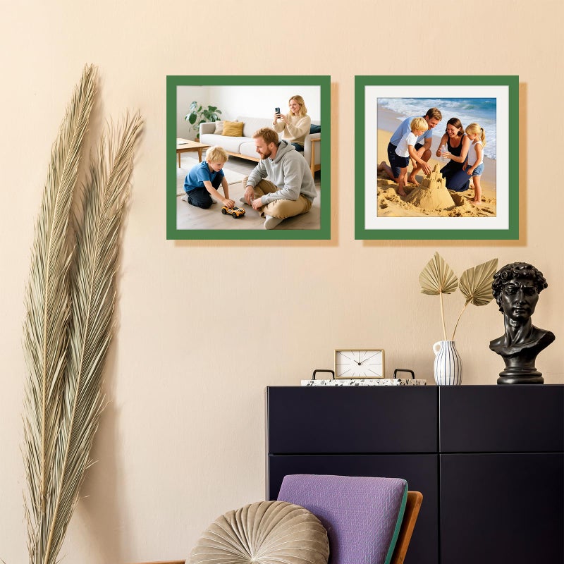 WUTL Picture Frames 10x10 2 Pack Made of Solid Wood Green for Wall Mounting and Tabletop Display - Image 5
